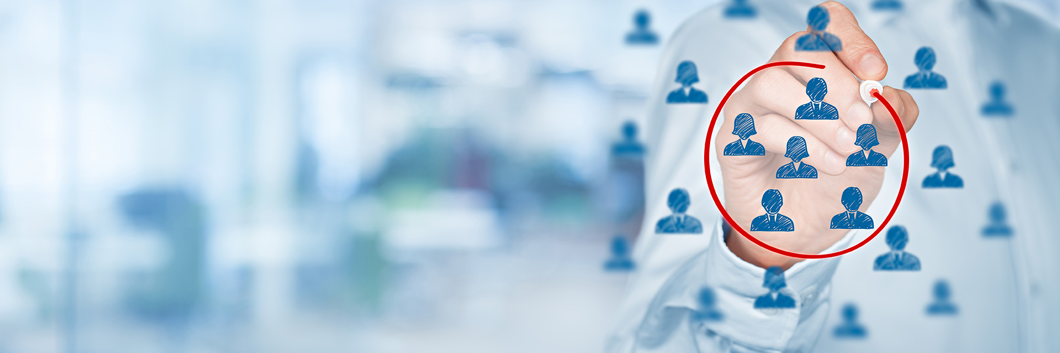 Marketing segmentation, target audience, customers care, customer relationship management (CRM), customer analysis and focus group concepts with wide composition.